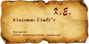 Kleinman Elmár névjegykártya